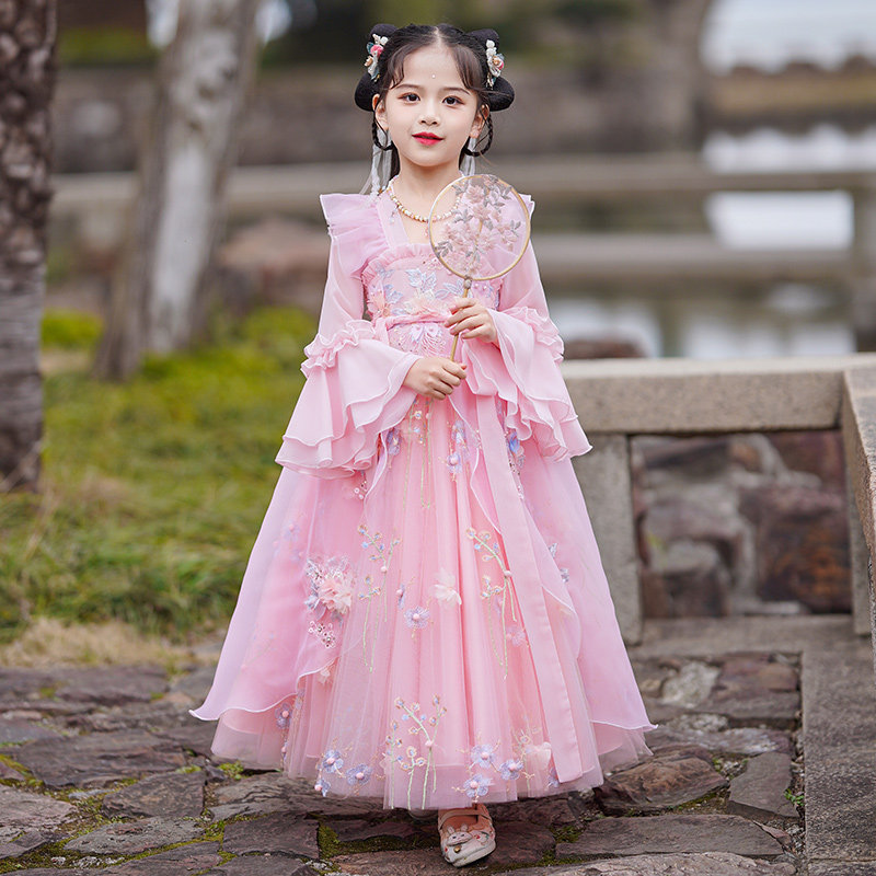 汉服女童春秋款古风超仙樱花公主裙子中国风唐装秋装儿童秋季古装