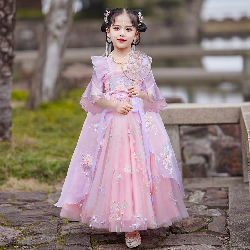 汉服女款儿童短袖古装女童古风超仙花神唐装夏款2026新款女装夏季图片