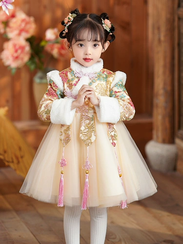 Демисезонное ханьфу для девочек, зимний детский пуховик