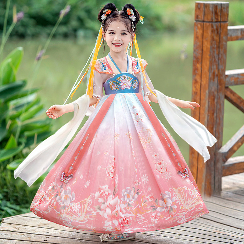 汉服女童夏装2026新款古风唐装儿童装女款古装夏季中秋节裙子夏款图片