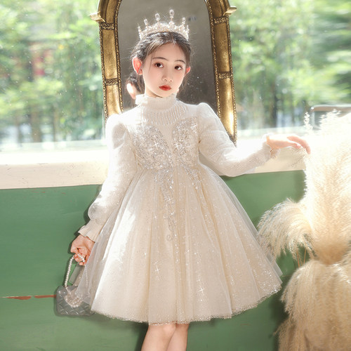 女童礼服花童婚礼小女孩钢琴演出服儿童高端主持人生日公主裙秋冬