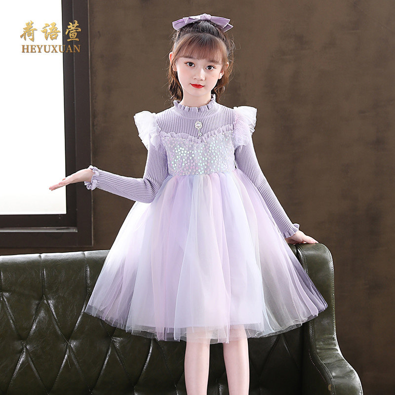 女童冬季连衣裙2025新款儿童秋冬裙子冬装加绒爱莎公主裙艾莎冬款