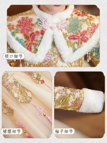 Демисезонное ханьфу для девочек, зимний детский пуховик