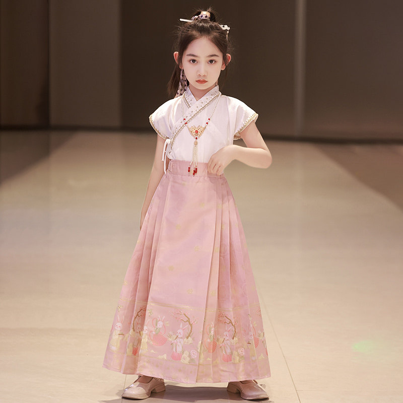 马面裙女童汉服夏款儿童套装古风夏季古装2026新款国风国庆节夏装