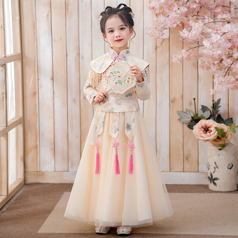 汉服女童2026新款冬装儿童女款中秋节旗袍古装古风唐装演出服冬季图片