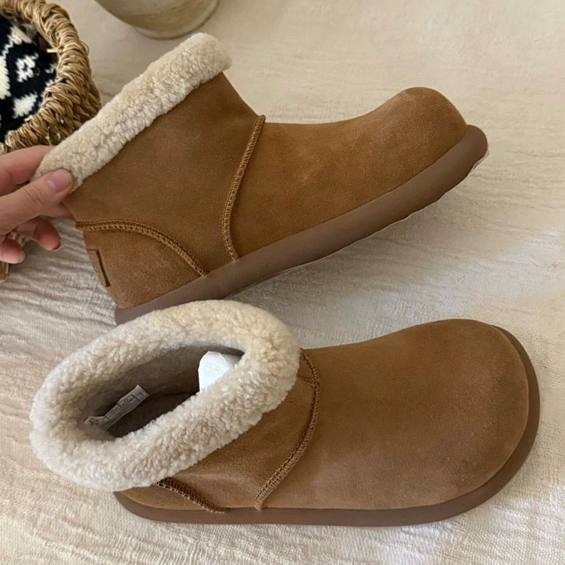 羊毛版~卷毛小土豆雪地靴女冬季新款大头加绒保暖防滑短靴潮