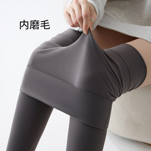 薄绒加绒保暖打底裤 高腰收腹瑜伽裤 外穿 女2026春秋新款 磨毛鲨鱼裤