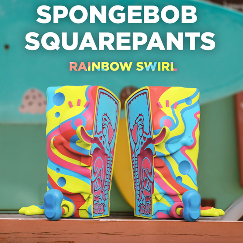 Mighty Jaxx SPONGEBOB彩虹漩涡海绵宝宝 潮玩摆件 15cm