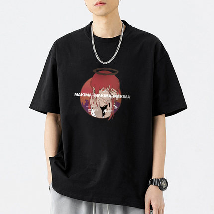 MAKIMA坏女人周边短袖t恤日漫同人卡通印花宽松情侣纯棉潮