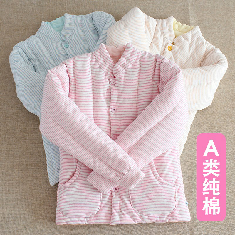手工纯棉花女士条纹棉袄成人大人加厚保暖棉衣服居家外穿冬季外套