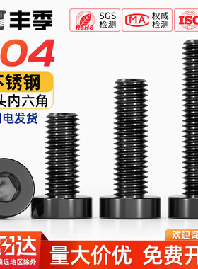 黑色304不锈钢薄头内六角螺丝钉DIN7984矮头加长螺栓M3M4M5M6-M12