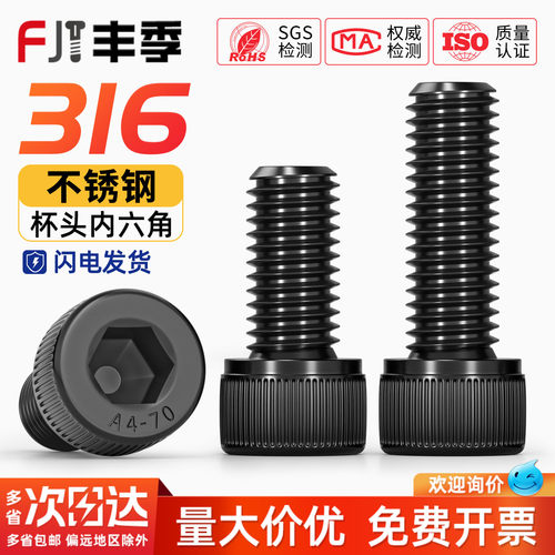 【全网热卖】黑色316不锈钢螺丝