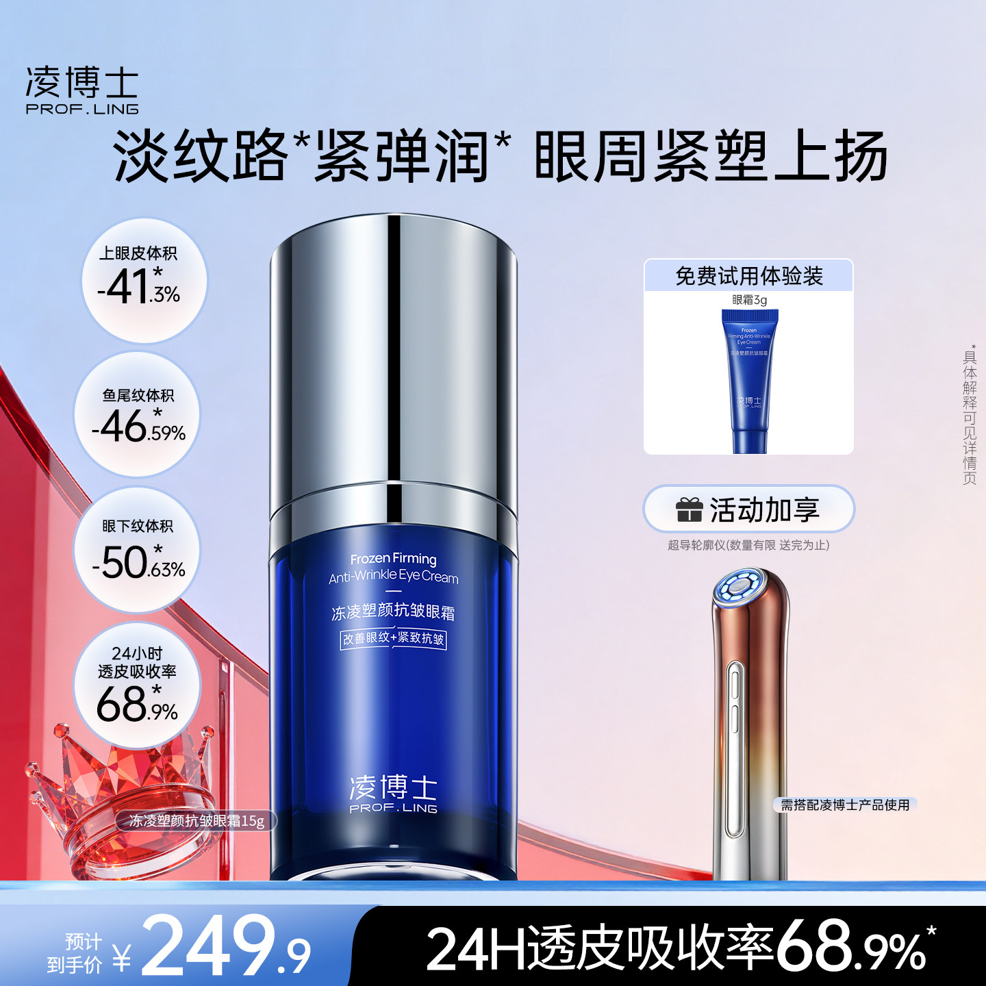 凌博士眼部套装眼霜眼精华护肤品紧致舒缓眼周保湿抗皱官方正品