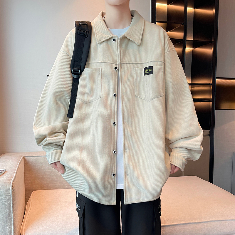 春秋季新款男士卫衣休闲百搭青年帅气套头翻领长袖衬衫男