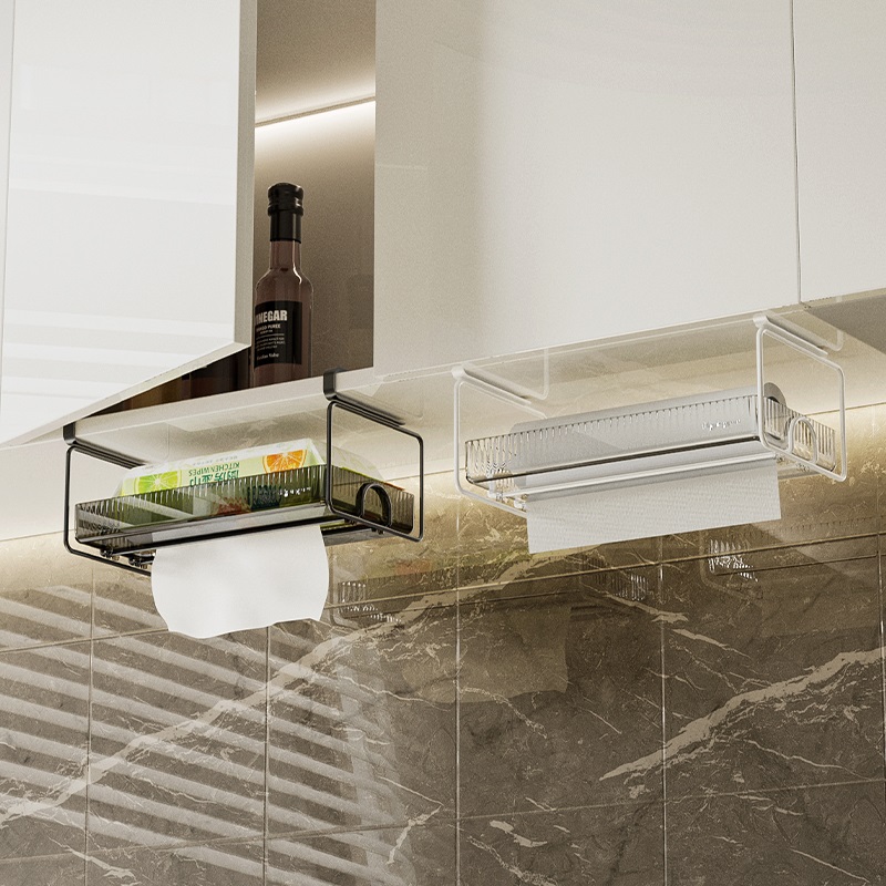 吊柜纸巾盒厨房纸巾架倒挂抽取式卫生纸挂架整体橱柜专用壁挂式悬