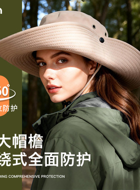 新款登山帽牛仔夏季加大檐男渔夫帽女防晒帽遮阳户外太阳爬山帽子