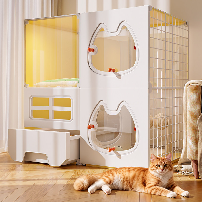全景豪华猫笼子猫别墅带厕所一体家用室内超大自由空间猫咪窝屋舍