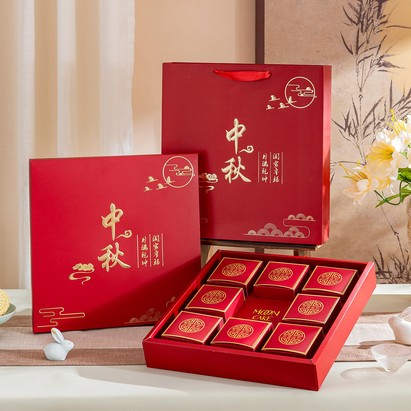 中国风月饼盒子定制店名LOGO批发