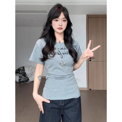 圆领短袖t恤女特绝美小上衣
