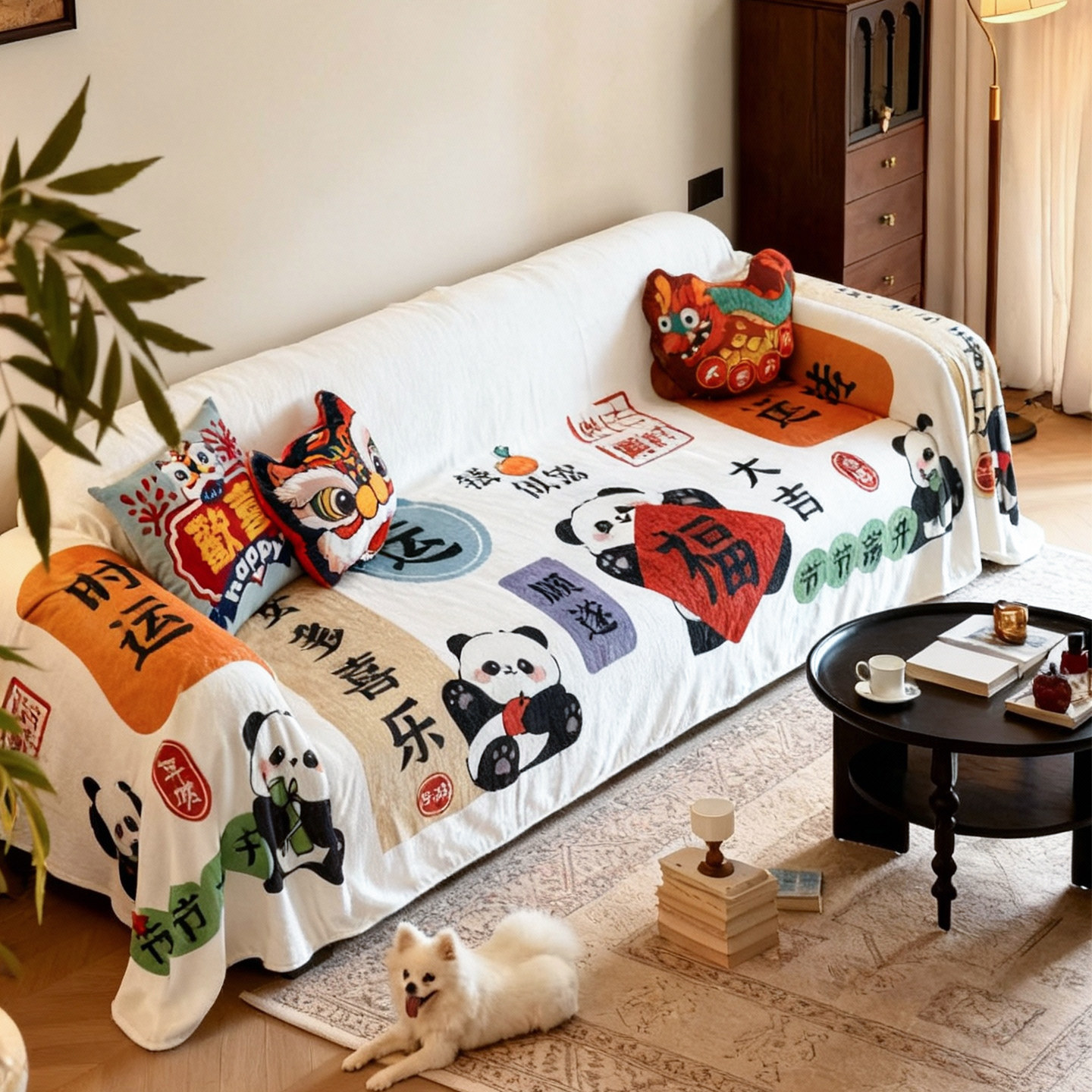 敏顺红色新年沙发沙发盖布冬季毛绒沙发巾过年喜庆沙发套罩全盖,居家布艺,沙发套,淘宝优惠券,粉丝福利购,淘宝优惠卷