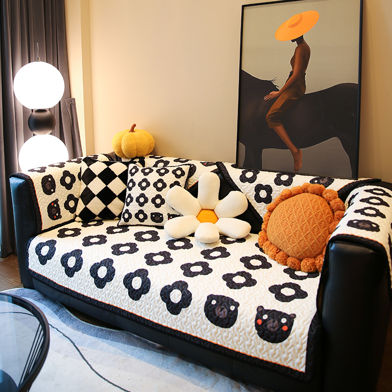 敏顺简约现代沙发垫格子沙发盖布靠背巾简约现代防滑客厅沙发坐垫