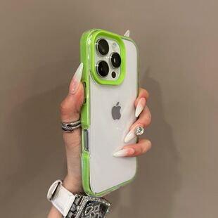 新款简约13三合一糖果色彩色边框14个性苹果15手机壳适用iPhone16promax加厚防摔11亚克力硬壳12透明保护套XS
