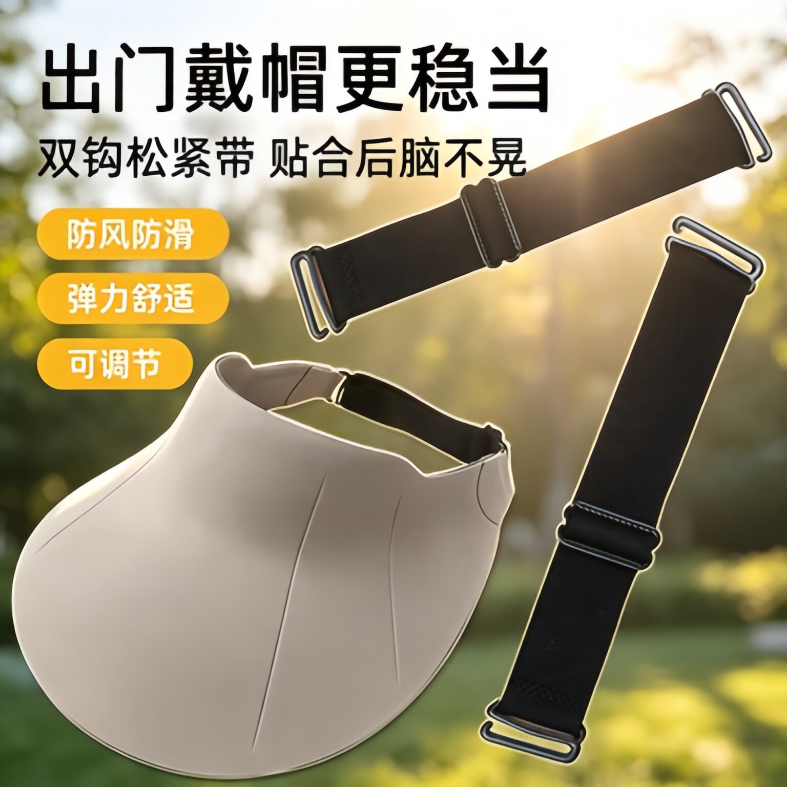 帽子松紧带双挂钩款帽调节带2钩帽子扣可拆卸太阳帽绳防风多用途