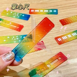 多巴胺掌心尺糖果色高颜值迷你直线波浪线可爱小玩意手掌尺子