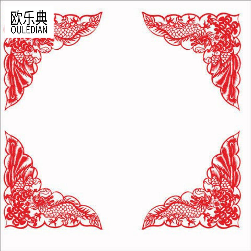 镂空双面万年红纸拐角剪纸窗花婚庆喜字剪纸花福结婚窗花玻璃贴