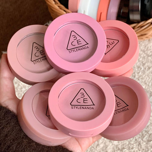 温柔氛围感！3CE单色腮红哑光mono pink/nude peach/rose beige
