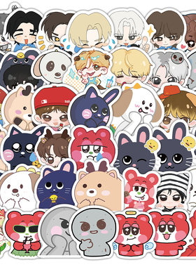 103张riize男团贴纸Q版可爱卡通女孩儿童装饰水杯行李箱防水贴画