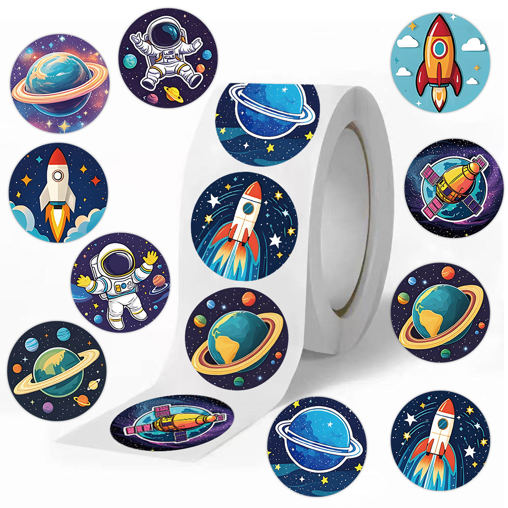 1000贴太空宇航员卷卷贴纸宇航员行星火箭卫星儿童卡通图案贴画