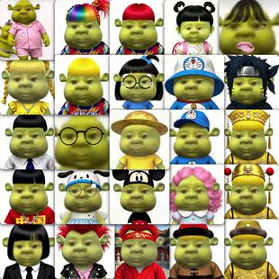 59张史瑞克头像贴纸趣味搞怪沙雕表情包装饰手机壳行李箱防水贴画
