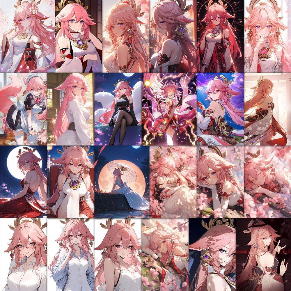 189张原神八重神子防水贴纸ins二次元游戏动漫周边手机笔记本贴画