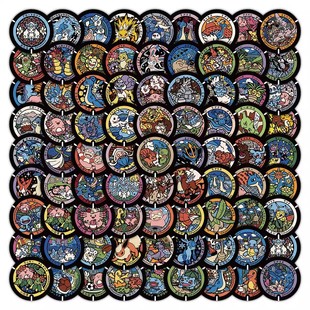 118张宝可梦井盖贴纸卡通可爱高颜值装饰手机壳电脑桌面防水贴画