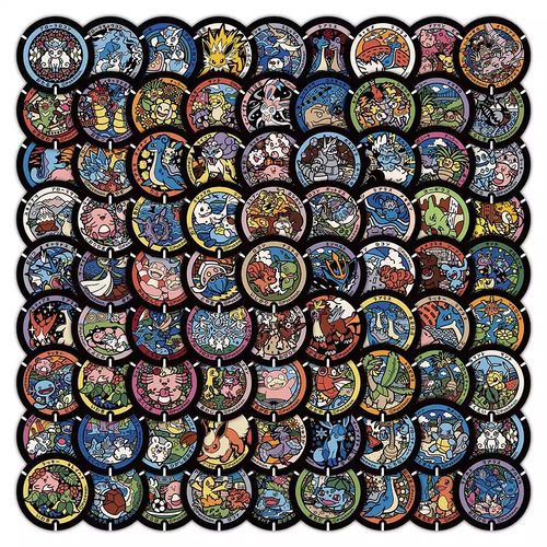 118张宝可梦井盖贴纸卡通可爱高颜值装饰手机壳电脑桌面防水贴画