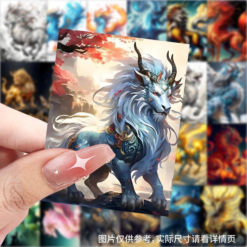 63张麒麟头像贴纸龙麒麟中国风个性创意装饰手机壳行李箱防水贴画