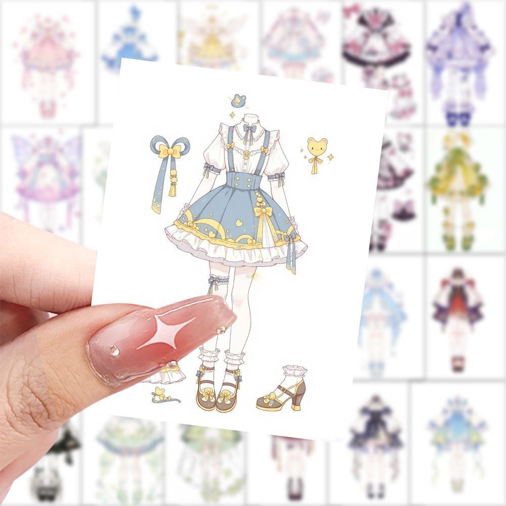 新款服设贴纸高颜值oc衣服绘画素材时尚穿搭设计图diy桌面手账贴