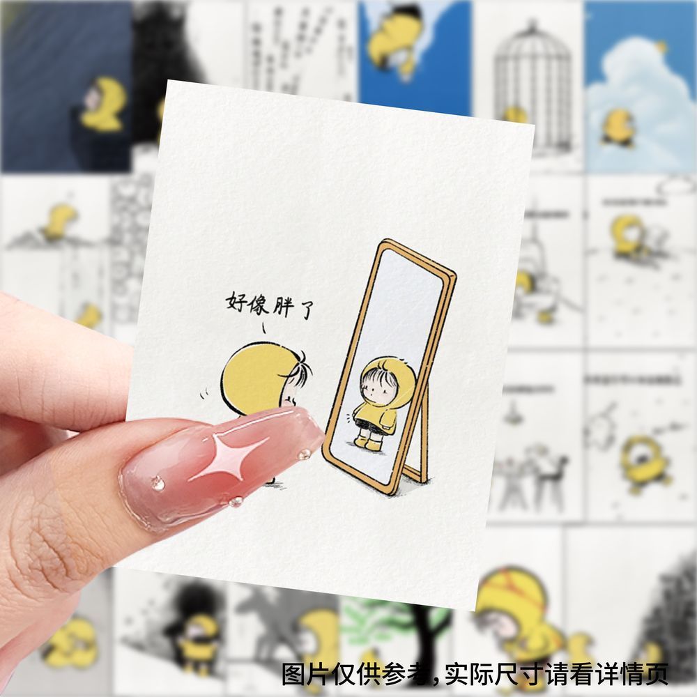 189张治愈系漫画贴纸卡通动漫可爱治愈文案小众装饰diy手账贴画