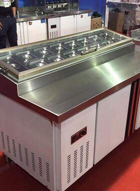 撒料台水果捞保鲜展示柜开槽披萨柜小菜冰箱沙拉台冷藏工作台奶茶