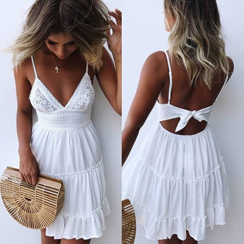 summer sexy white slip dress midi dresses for women吊带裙女