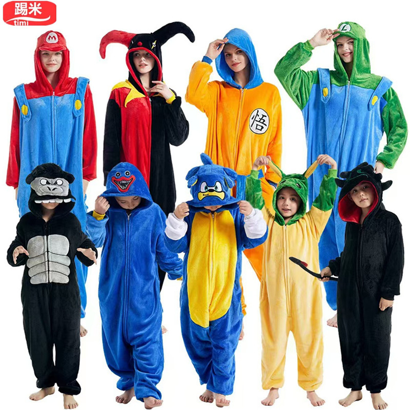 亲子卡通动物连体睡衣家居服