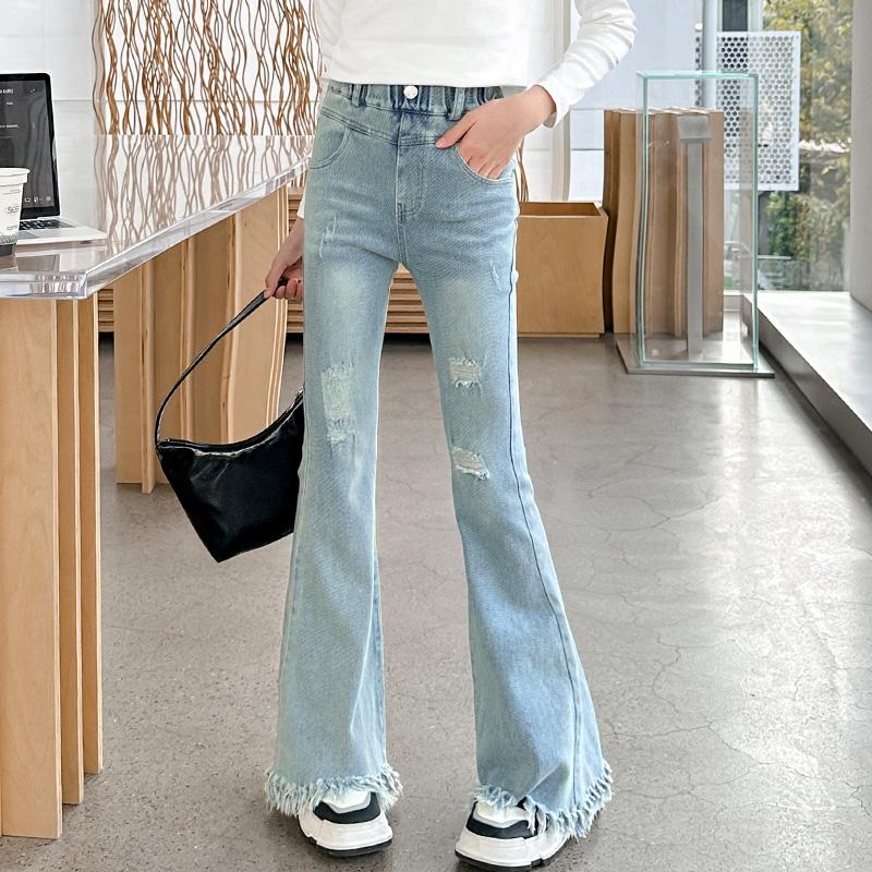 艾萌宝宠儿女童春秋款牛仔喇叭裤