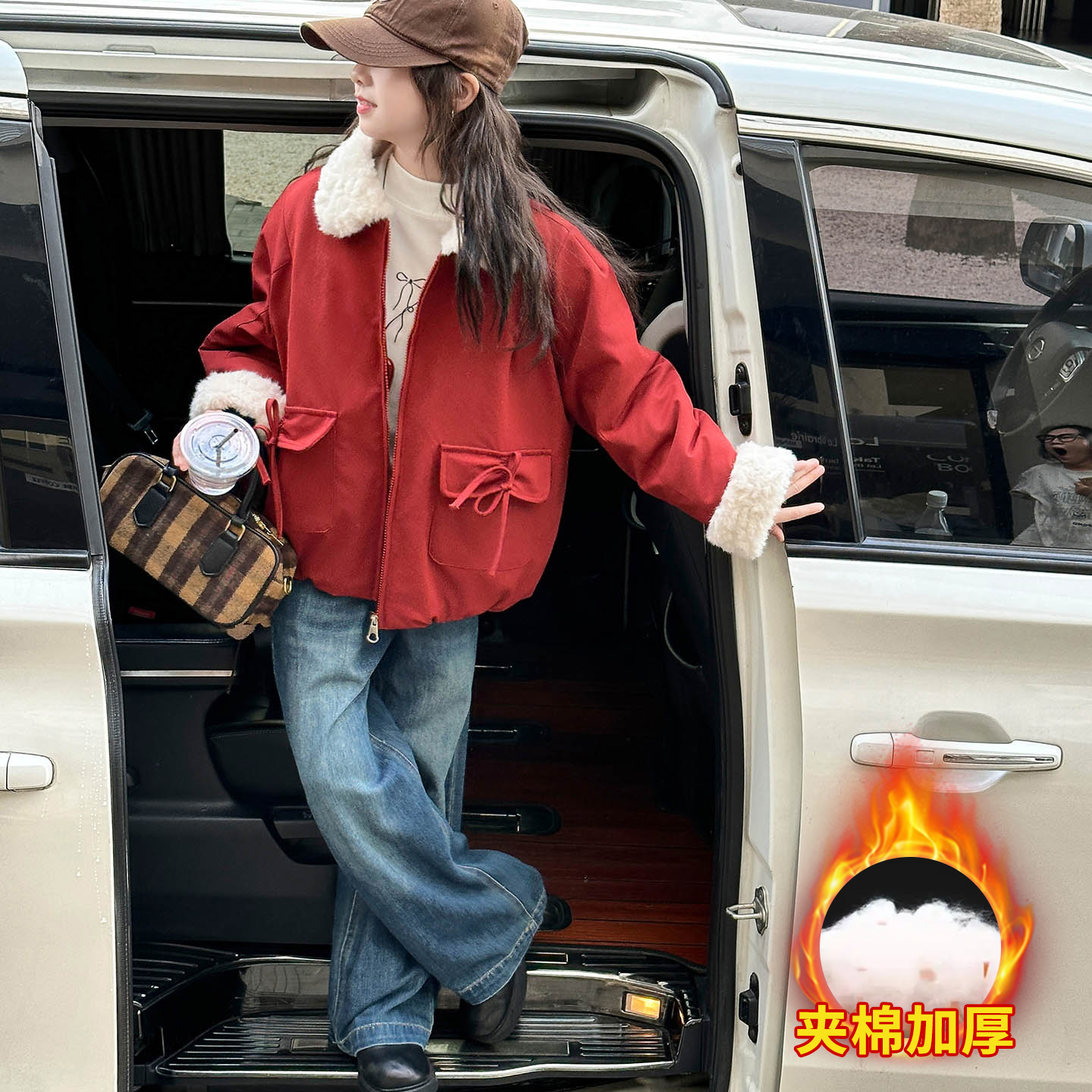 女童秋冬加绒外套2025新款