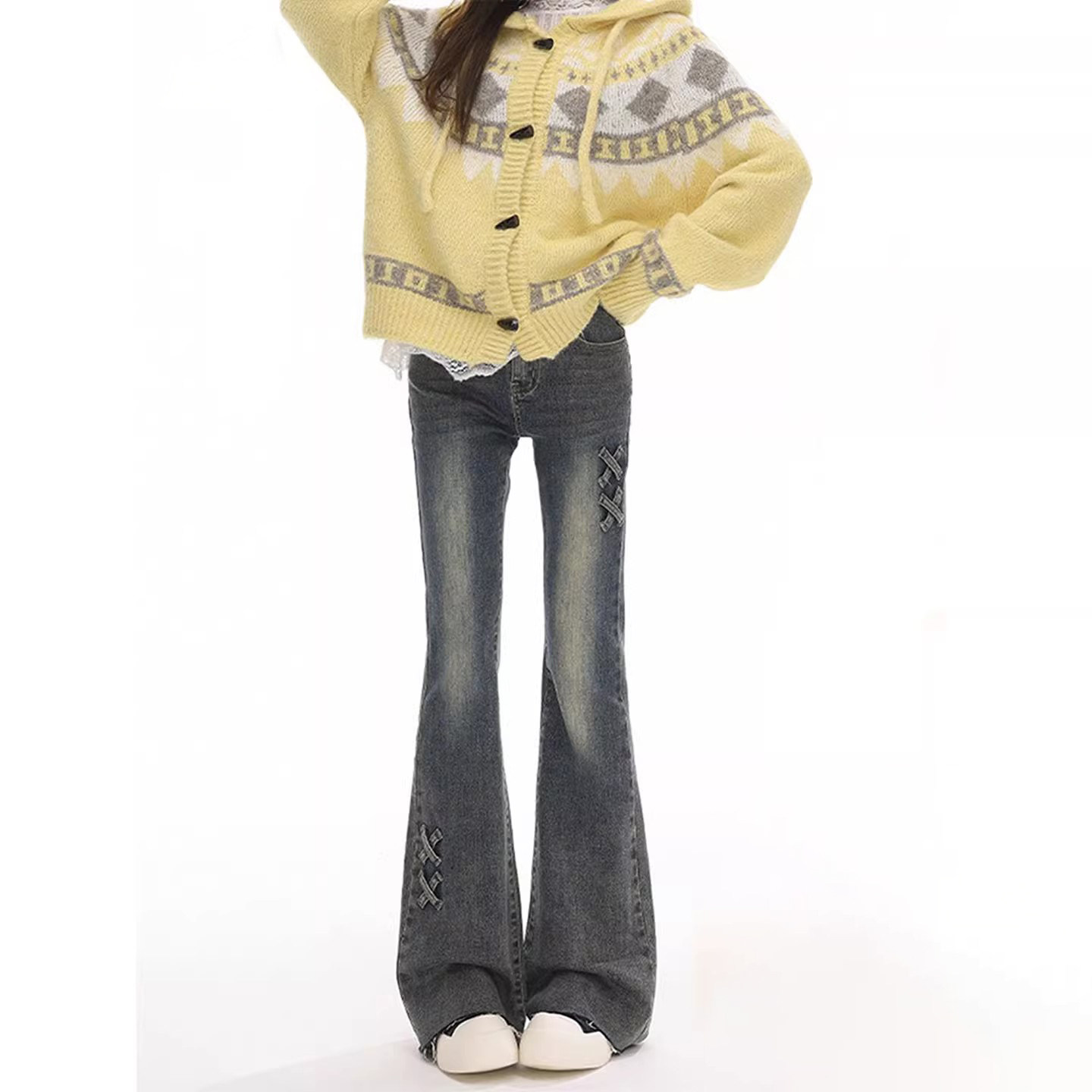 女童微喇裤子春季新款洋气儿童牛仔裤大童女孩春装修身显瘦喇叭裤