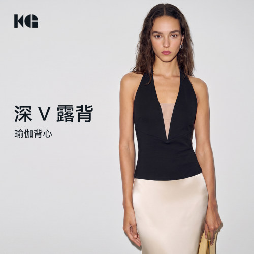 挂脖深V网纱运动背心女内置杯垫露背瑜伽健身聚拢美背上衣