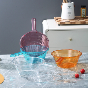 老奶奶稀罕！全透明过滤漏水勺淘洗水果蔬菜塑料透明舀水瓢厨房用