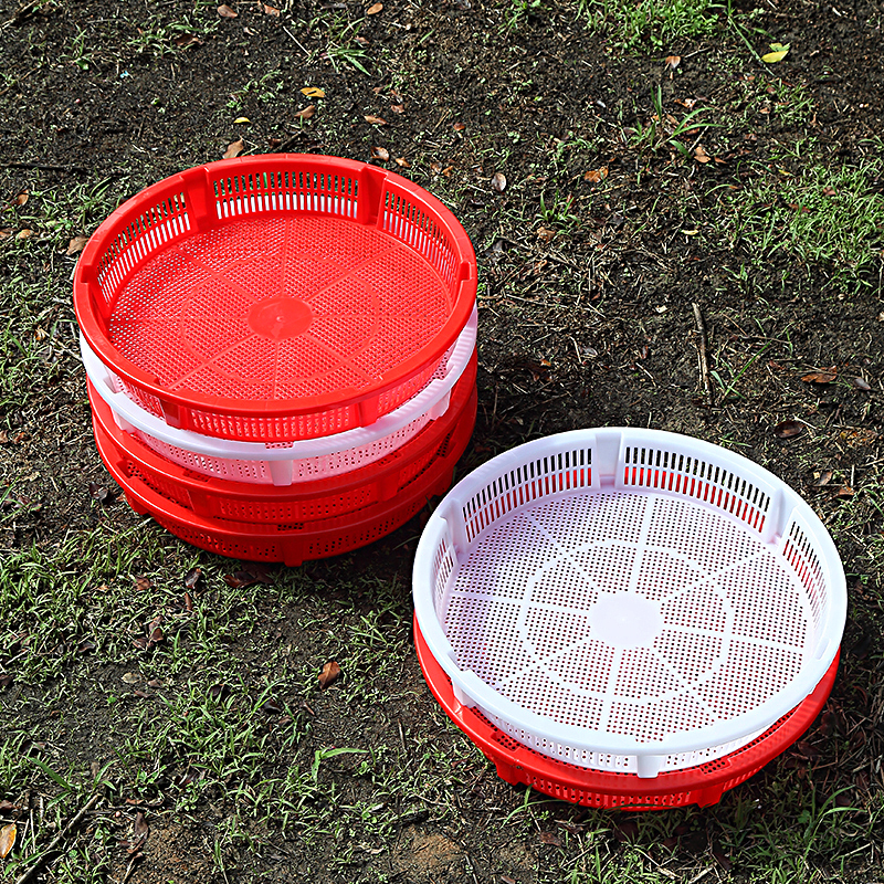 大号圆形晾晒筐塑料沥水筛子洗菜篮干货筛多用途漏筛大孔眼错位筐