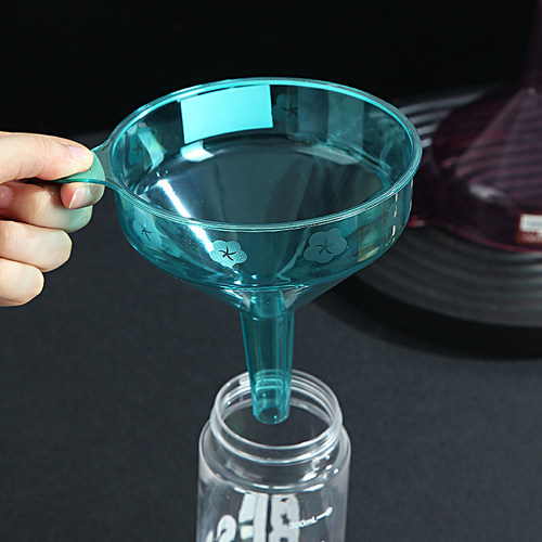 流速稳定！多用途透明挂孔小口径油漏斗器分装工具加长柄分液水槽