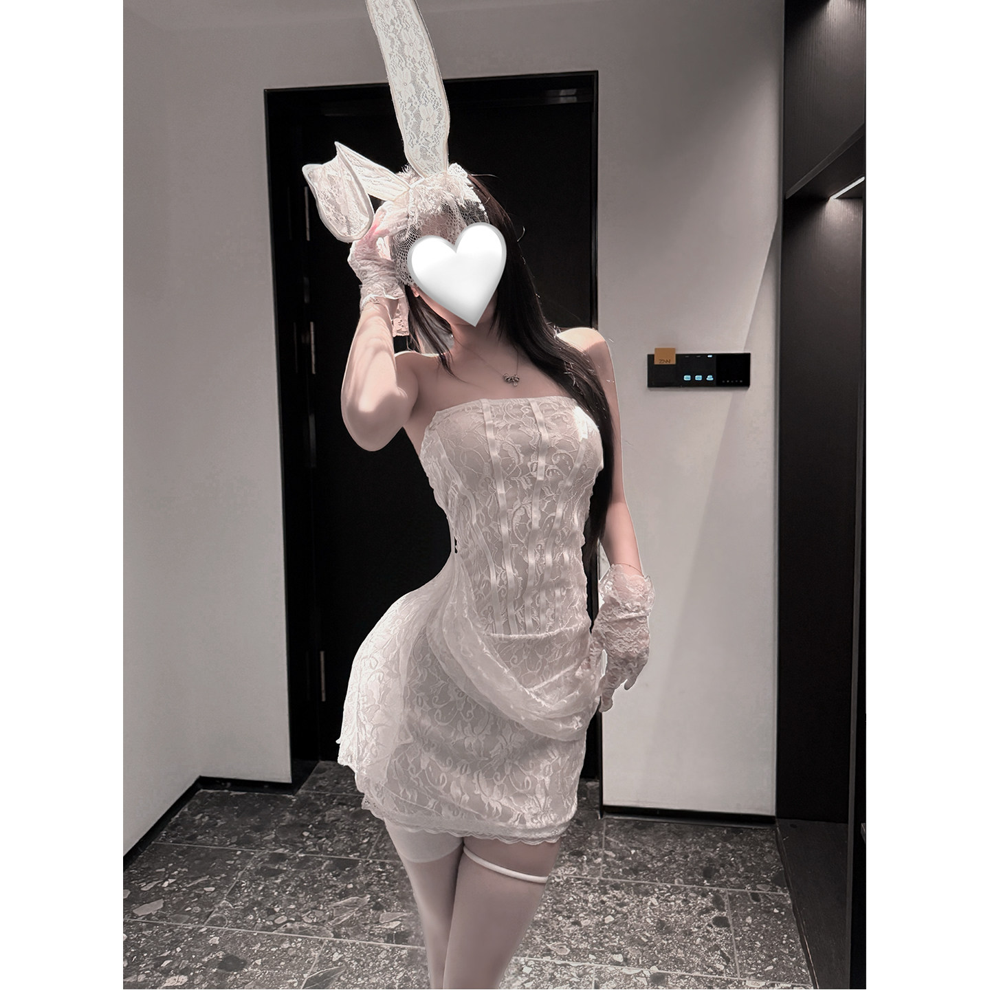 性感蕾丝拼接绑带抹胸连衣裙鱼骨修身显瘦包臀短裙夜店约会连衣裙